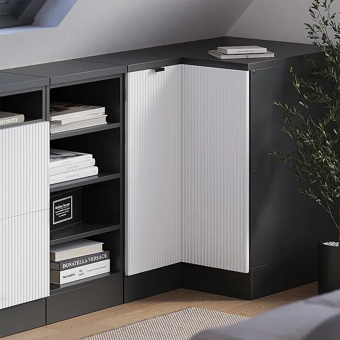 Küchenschrank für Dachschrägen R-Line 75.6 cm Weiß Riffel Art.-Nr. 60678 - 