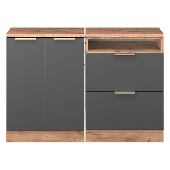 Küchenschrank für Dachschrägen R-Line 120 cm Anthrazit-Gold Art.-Nr. 60643 - 