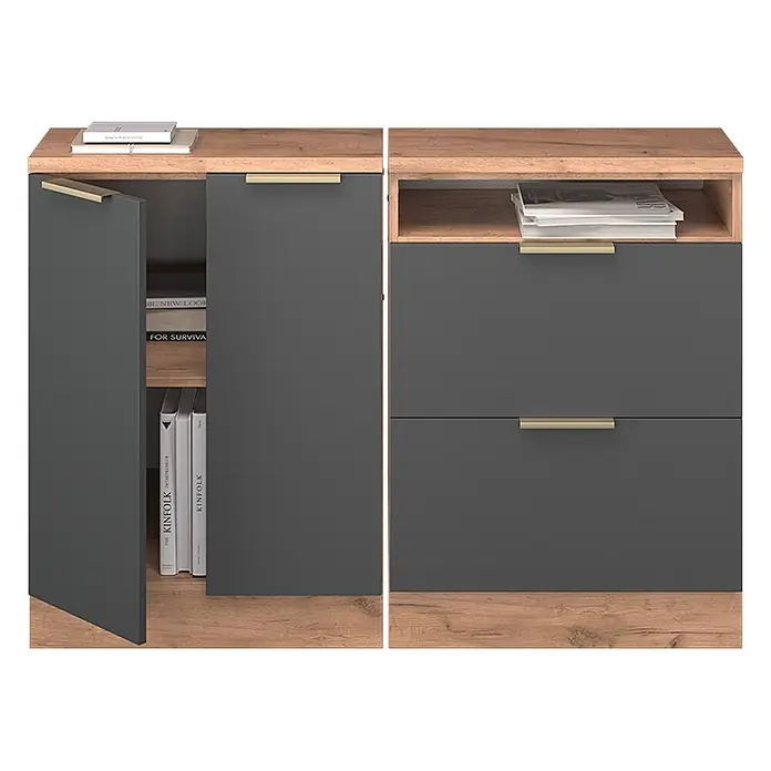 Küchenschrank für Dachschrägen R-Line 120 cm Anthrazit-Gold Art.-Nr. 60643 - 