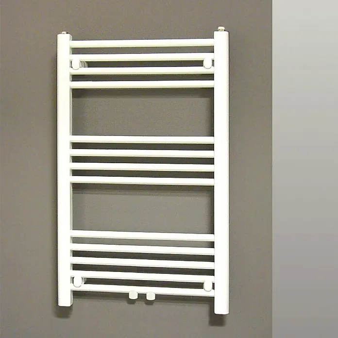 Admiral Radiador toallero Florence - An x Al: 500 x 800 mm, Potencia calorífica a una temperatura de 75 °C (D: 50): 325 W - Radiador toallero blanco. El radiador tiene un diseño moderno y consta de barras horizontales que están sujetas a la pared.