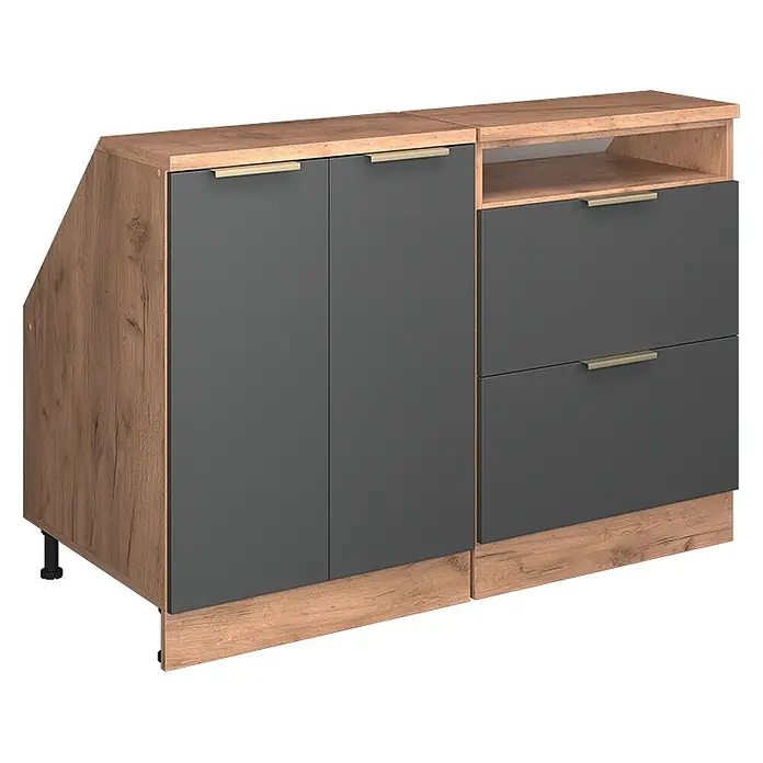 Küchenschrank für Dachschrägen R-Line 120 cm Anthrazit-Gold Art.-Nr. 60643 - 