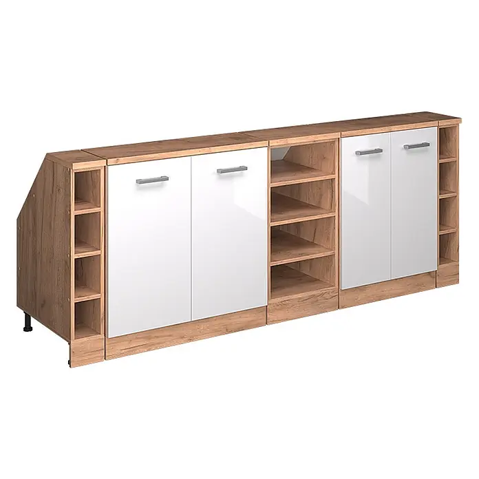 Küchenschrank für Dachschrägen R-Line 210 cm Weiß Hochglanz Art.-Nr. 60492 - 