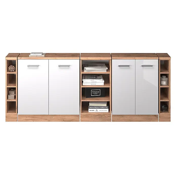 Küchenschrank für Dachschrägen R-Line 210 cm Weiß Hochglanz Art.-Nr. 60492 - 