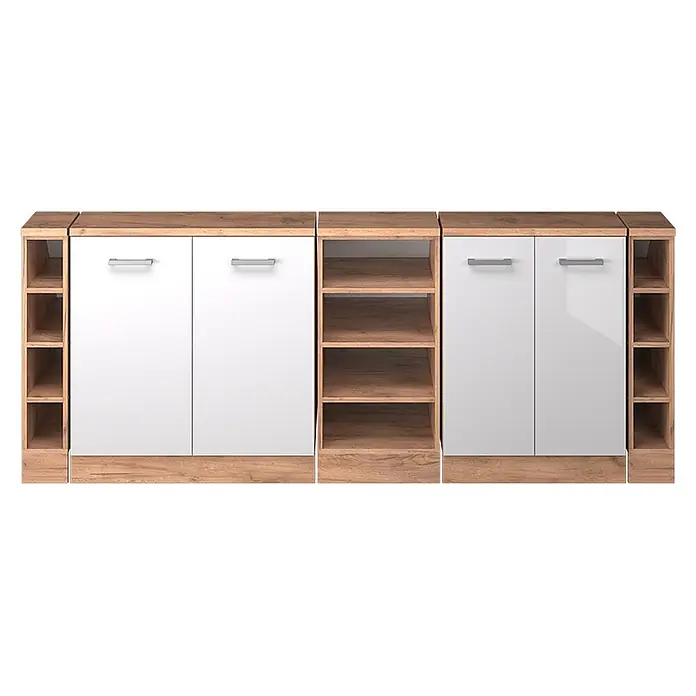 Küchenschrank für Dachschrägen R-Line 210 cm Weiß Hochglanz Art.-Nr. 60492 - 
