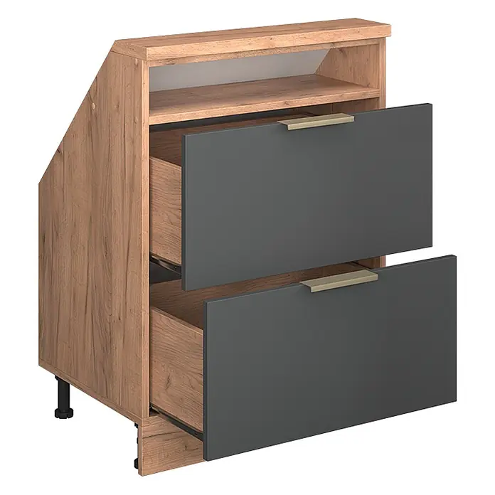 Küchenschrank für Dachschrägen R-Line 60 cm Anthrazit-Gold Art.-Nr. 60625 - 