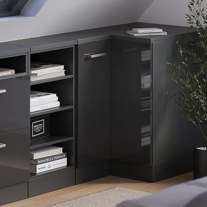 Vicco Eck-Küchenschrank für Dachschrägen R-Line, Anthrazit HGL, 75.6 cm - 