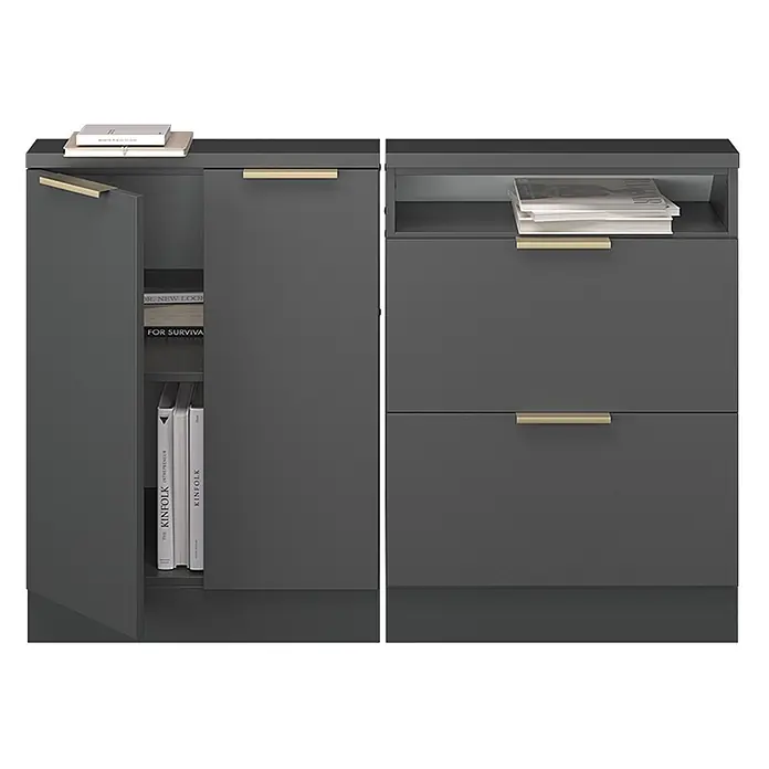 Küchenschrank für Dachschrägen R-Line 120 cm Anthrazit-Gold Art.-Nr. 60599 - 