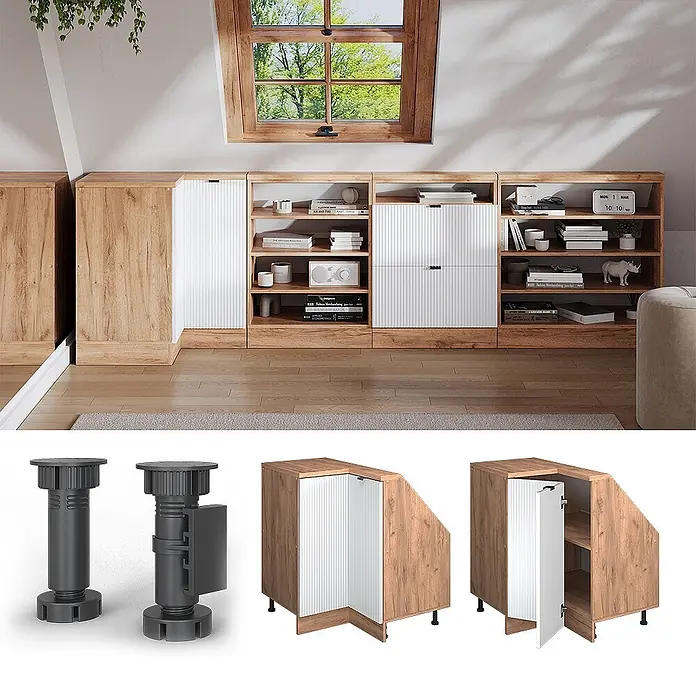 Küchenschrank für Dachschrägen R-Line 75.6 cm Weiß Riffel Art.-Nr. 60620 - 