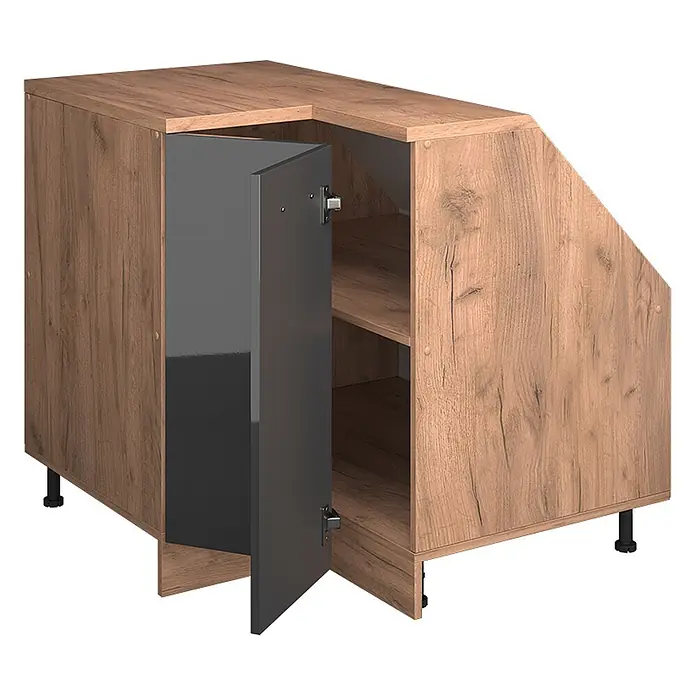 Vicco Eck-Küchenschrank für Dachschrägen R-Line, Anthrazit HGL, 75.6 cm - 