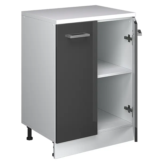 Vicco Küchenschrank für Dachschrägen R-Line, Anthrazit Hochglanz, 60 cm - 