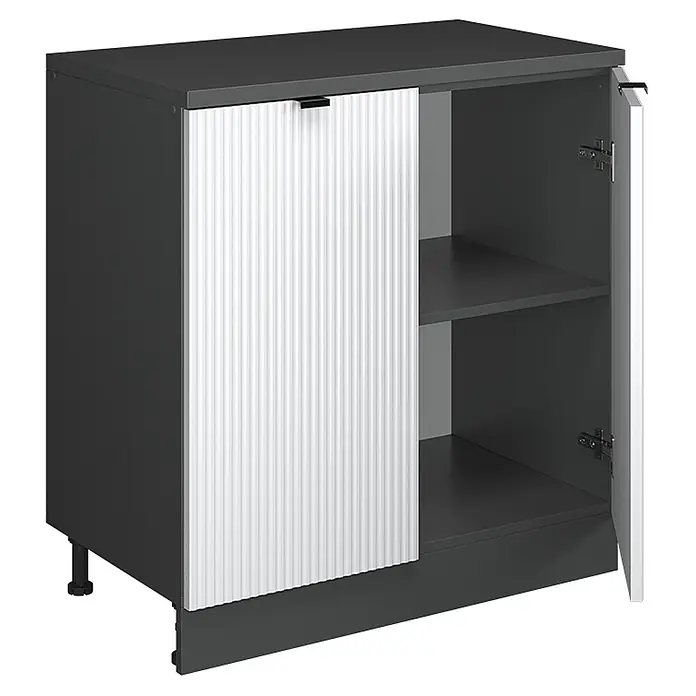 Küchenschrank für Dachschrägen R-Line 80 cm Weiß Riffel Art.-Nr. 61798 - 