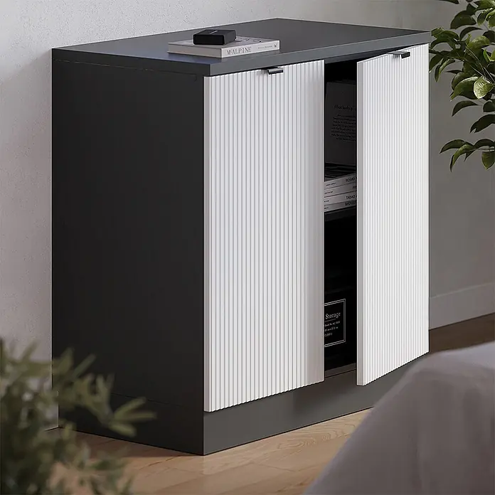 Küchenschrank für Dachschrägen R-Line 80 cm Weiß Riffel Art.-Nr. 61798 - 