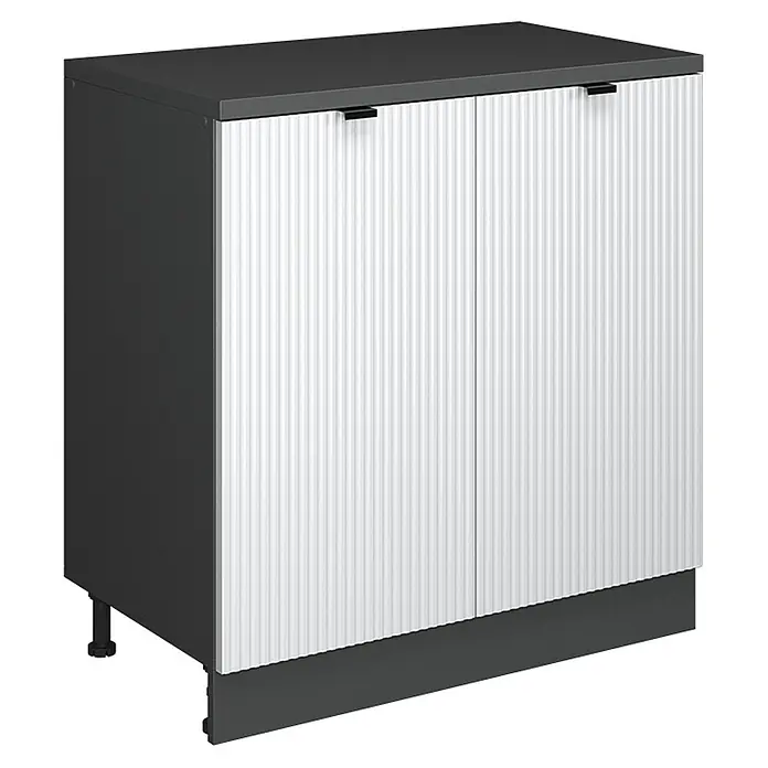 Küchenschrank für Dachschrägen R-Line 80 cm Weiß Riffel Art.-Nr. 61798 - 