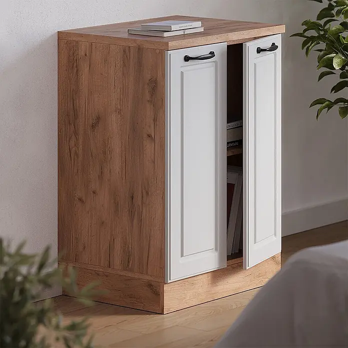 Küchenschrank für Dachschrägen R-Line 60 cm Weiß Landhaus Art.-Nr. 61767 - 