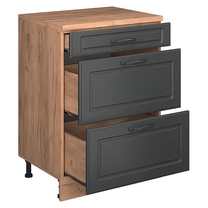 Vicco Küchenschrank für Dachschrägen R-Line, Anthrazit Landhaus, 60 cm - 