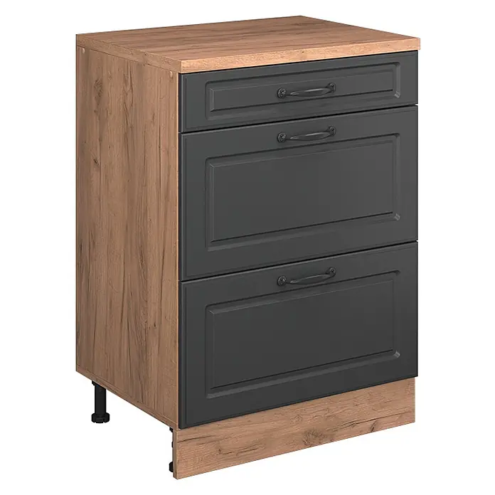 Vicco Küchenschrank für Dachschrägen R-Line, Anthrazit Landhaus, 60 cm - 