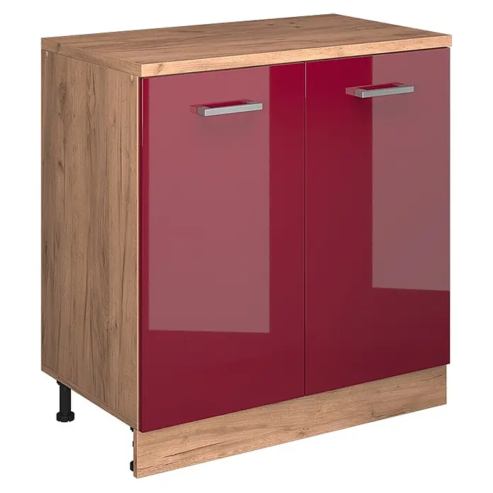 Küchenschrank für Dachschrägen R-Line 80 cm Rot Hochglanz Art.-Nr. 61806 - 