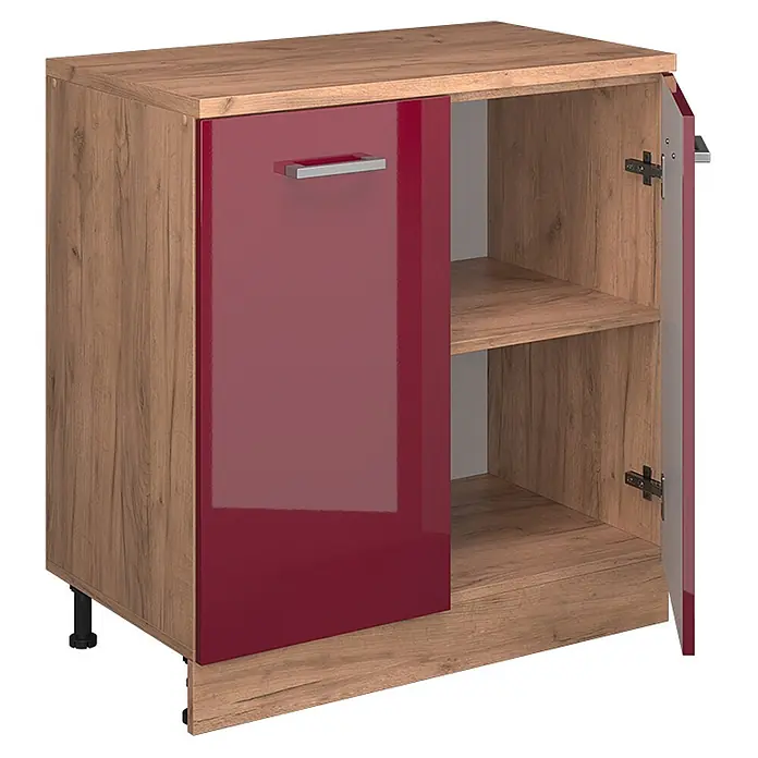 Küchenschrank für Dachschrägen R-Line 80 cm Rot Hochglanz Art.-Nr. 61806 - 