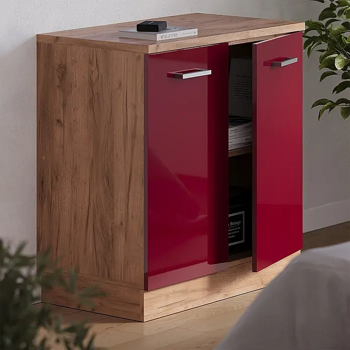 Küchenschrank für Dachschrägen R-Line 80 cm Rot Hochglanz Art.-Nr. 61806 - 