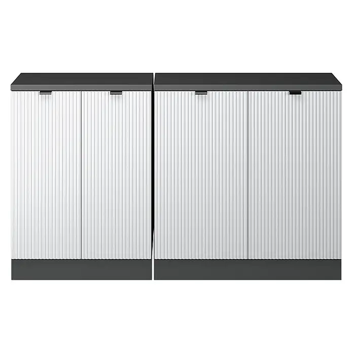 Küchenschrank für Dachschrägen R-Line 140 cm Weiß Riffel Art.-Nr. 60648 - 