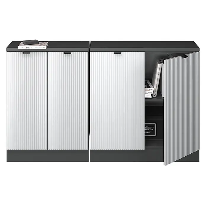 Küchenschrank für Dachschrägen R-Line 140 cm Weiß Riffel Art.-Nr. 60648 - 