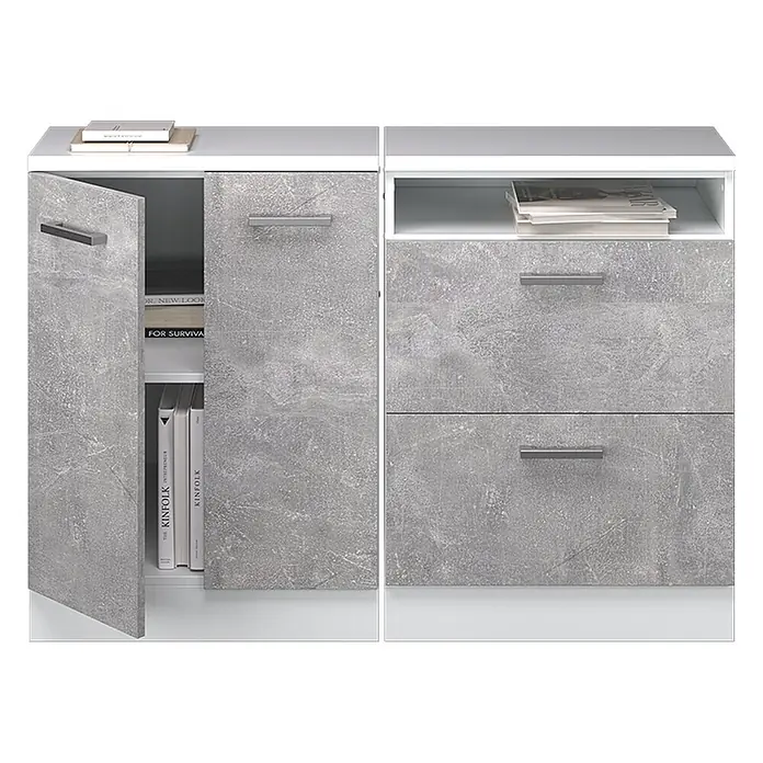 Küchenschrank für Dachschrägen R-Line 120 cm Beton Art.-Nr. 60332 - 