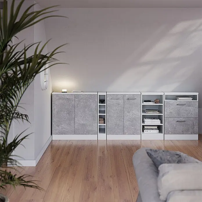Küchenschrank für Dachschrägen R-Line 120 cm Beton Art.-Nr. 60332 - 