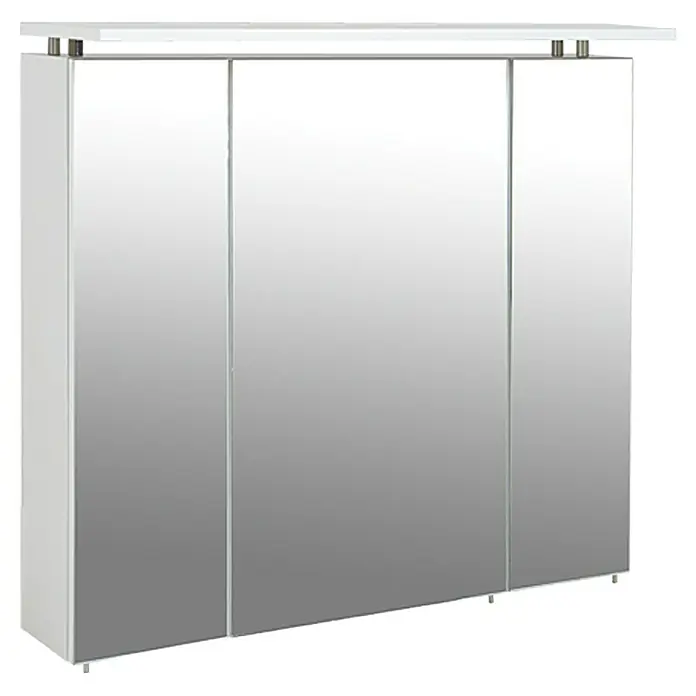 Schildmeyer LED-Spiegelschrank Beauty - B x H: 80 x 75 cm, Holz, Weiß - Dieser Spiegelschrank mit drei Türen bietet stilvollen Stauraum. Die reflektierende Oberfläche erhellt jeden Raum auf elegante Weise.