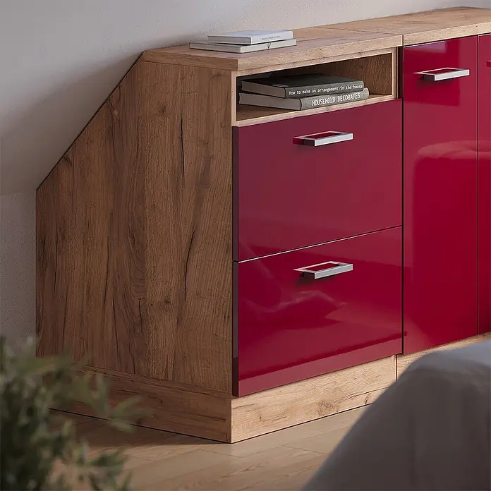 Küchenschrank für Dachschrägen R-Line 60 cm Rot Hochglanz Art.-Nr. 60422 - 