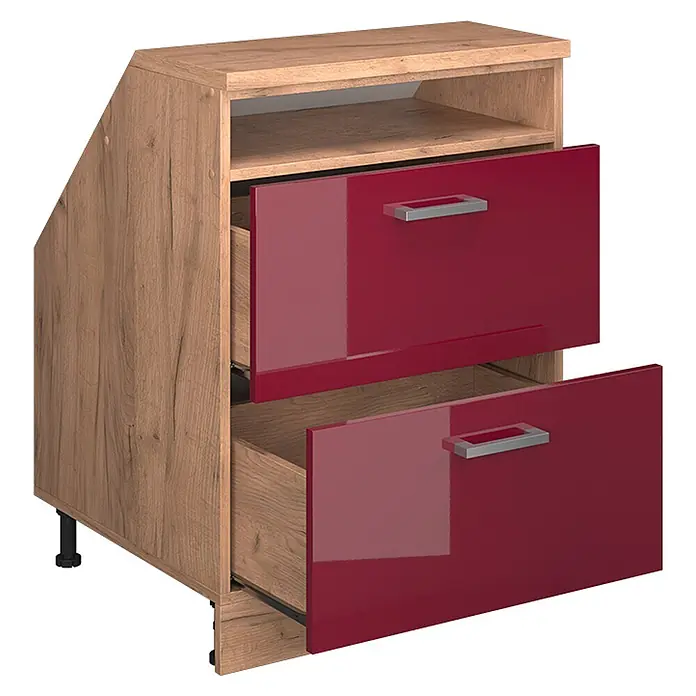 Küchenschrank für Dachschrägen R-Line 60 cm Rot Hochglanz Art.-Nr. 60422 - 