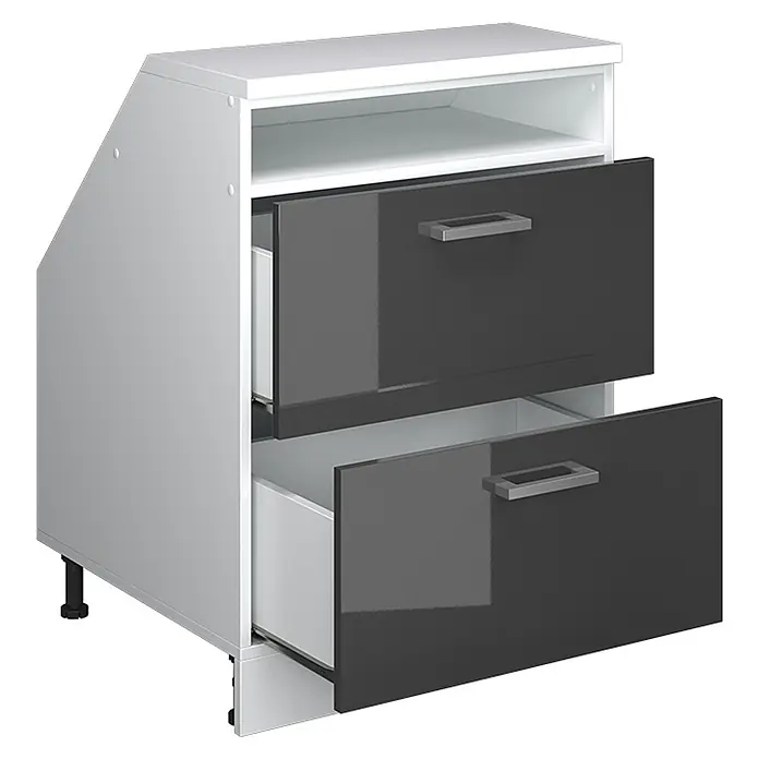 Vicco Küchenschrank für Dachschrägen R-Line, Anthrazit Hochglanz, 60 cm - 