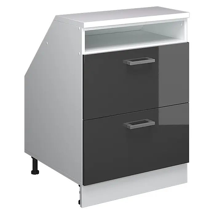 Vicco Küchenschrank für Dachschrägen R-Line, Anthrazit Hochglanz, 60 cm - 