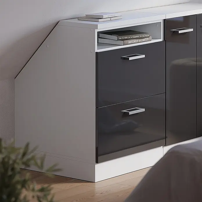 Vicco Küchenschrank für Dachschrägen R-Line, Anthrazit Hochglanz, 60 cm - 