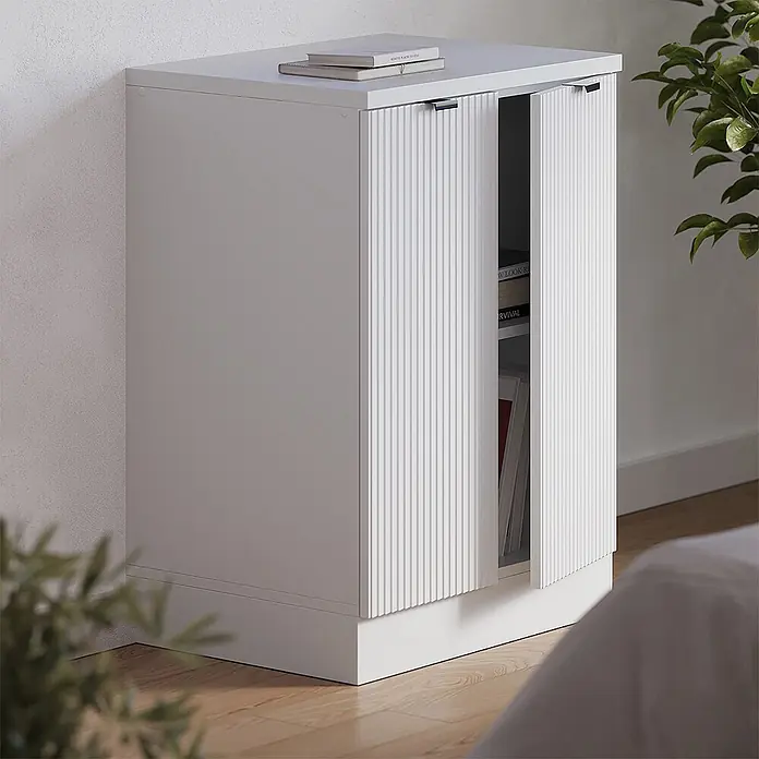 Küchenschrank für Dachschrägen R-Line 60 cm Weiß Riffel Art.-Nr. 61783 - 