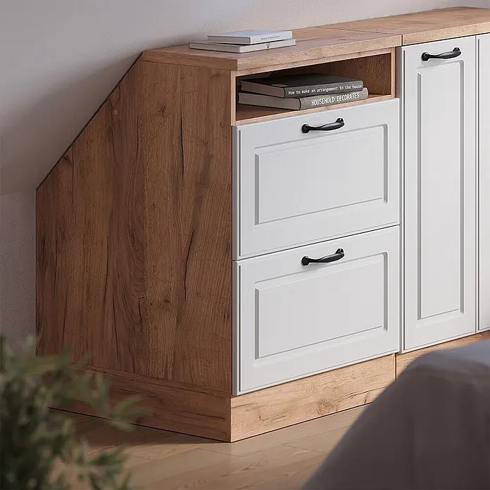 Küchenschrank für Dachschrägen R-Line 60 cm Weiß Landhaus Art.-Nr. 60460 - 