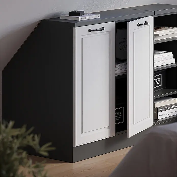 Küchenschrank für Dachschrägen R-Line 80 cm Weiß Landhaus Art.-Nr. 60234 - 