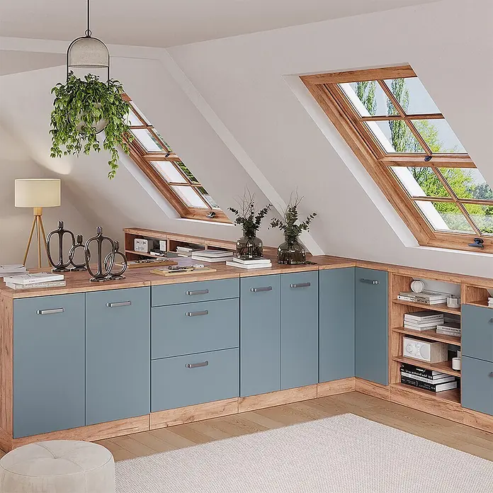 Küchenschrank für Dachschrägen R-Line 60 cm Blau-Grau Art.-Nr. 61763 - 