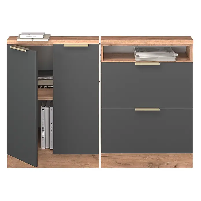 Küchenschrank für Dachschrägen R-Line 120 cm Anthrazit-Gold Art.-Nr. 60601 - 