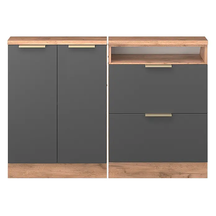 Küchenschrank für Dachschrägen R-Line 120 cm Anthrazit-Gold Art.-Nr. 60601 - 