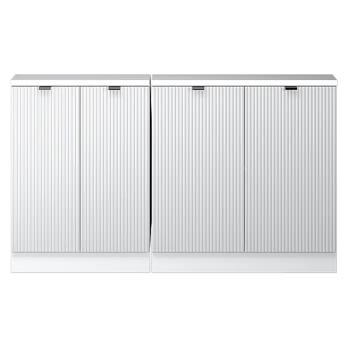 Küchenschrank für Dachschrägen R-Line 140 cm Weiß Riffel Art.-Nr. 60610 - 