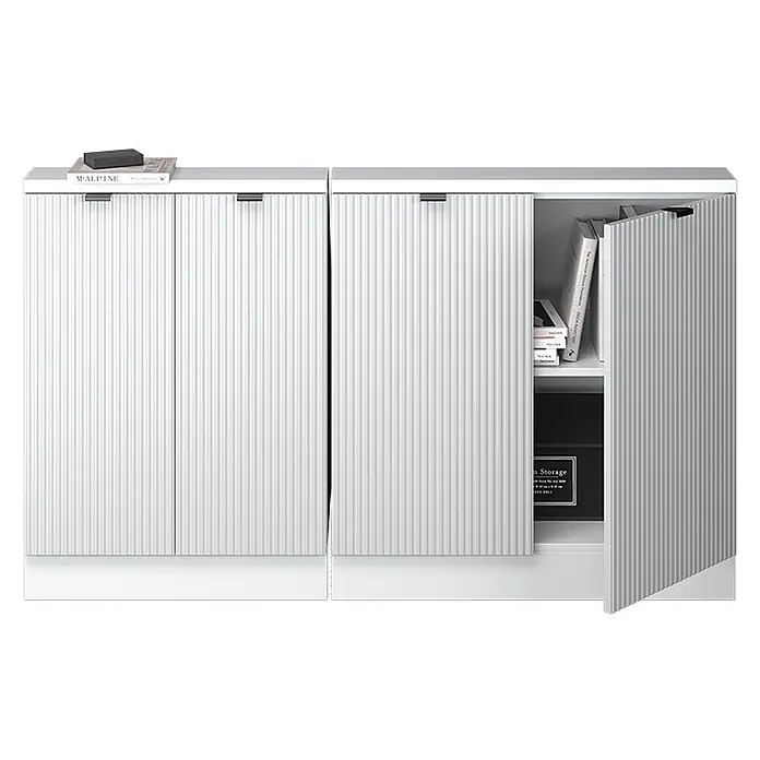 Küchenschrank für Dachschrägen R-Line 140 cm Weiß Riffel Art.-Nr. 60610 - 