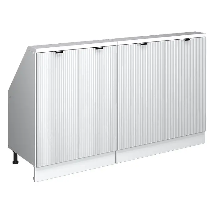 Küchenschrank für Dachschrägen R-Line 140 cm Weiß Riffel Art.-Nr. 60610 - 