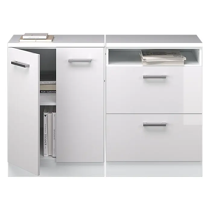 Küchenschrank für Dachschrägen R-Line 120 cm Weiß Hochglanz Art.-Nr. 59944 - 