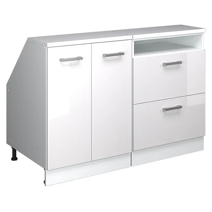 Küchenschrank für Dachschrägen R-Line 120 cm Weiß Hochglanz Art.-Nr. 59944 - 