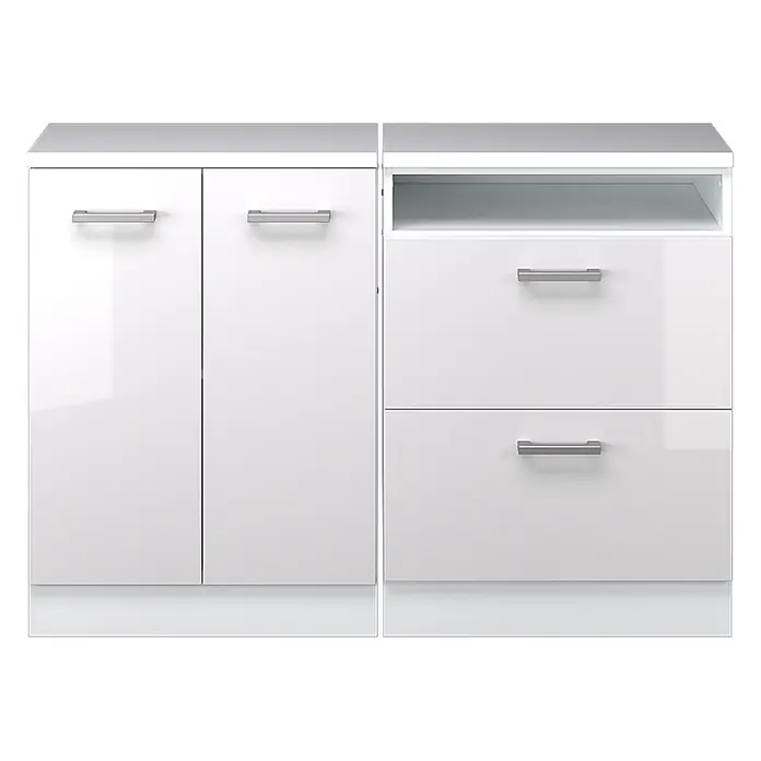 Küchenschrank für Dachschrägen R-Line 120 cm Weiß Hochglanz Art.-Nr. 59944 - 