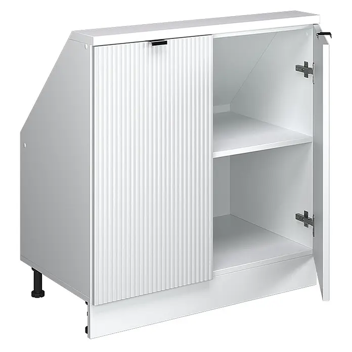 Küchenschrank für Dachschrägen R-Line 80 cm Weiß Riffel Art.-Nr. 60640 - 