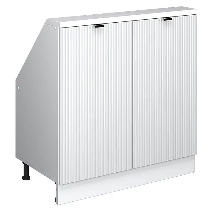 Küchenschrank für Dachschrägen R-Line 80 cm Weiß Riffel Art.-Nr. 60640 - 