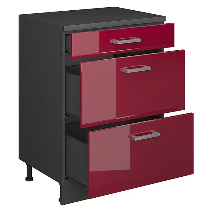 Küchenschrank für Dachschrägen R-Line 60 cm Rot Hochglanz Art.-Nr. 61701 - 