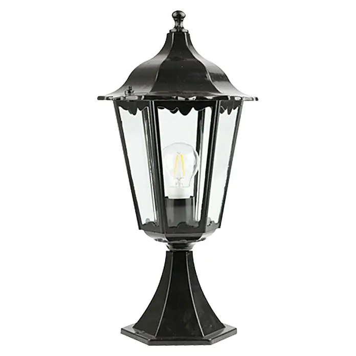 Starlux Turin Sobremuro exterior - Color del marco: Negro, Sin bombillas - Elegante lámpara de pedestal negra con un diseño clásico. La lámpara tiene una carcasa de vidrio transparente y una bombilla LED decorativa.