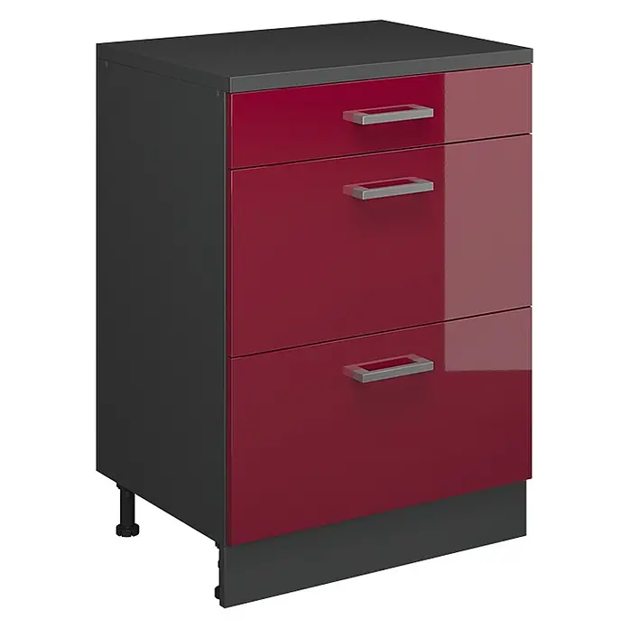 Küchenschrank für Dachschrägen R-Line 60 cm Rot Hochglanz Art.-Nr. 61701 - 